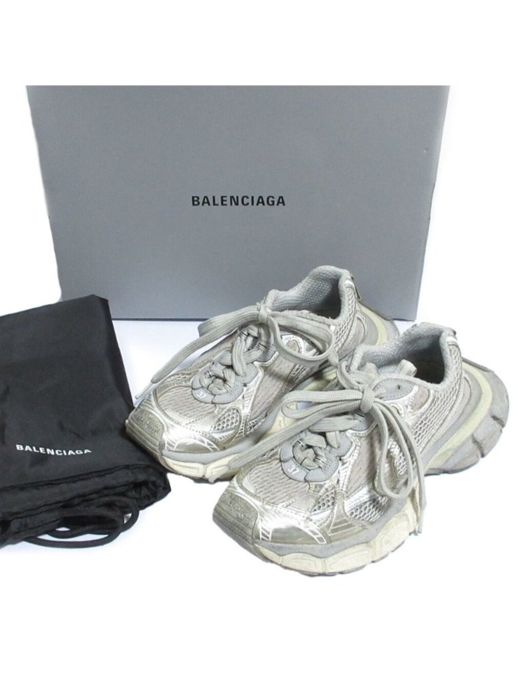 Balenciaga 3XL Distressed Sneakers Gray Spring Summer Fall Winter US 7